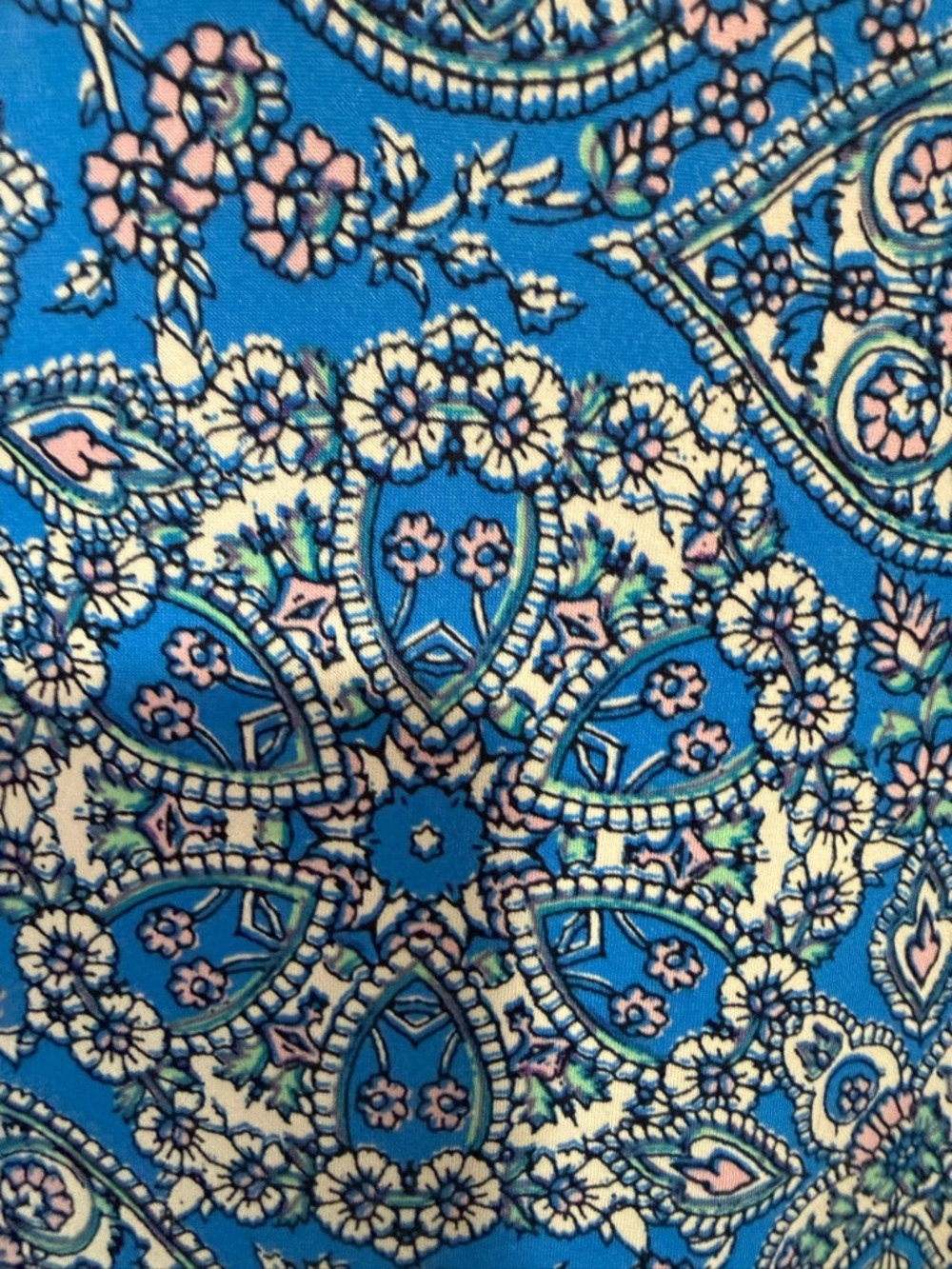 Blue Mediterranean Tile Print Shift Dress with Pockets Sleeveless Size XL - Picture 7 of 10